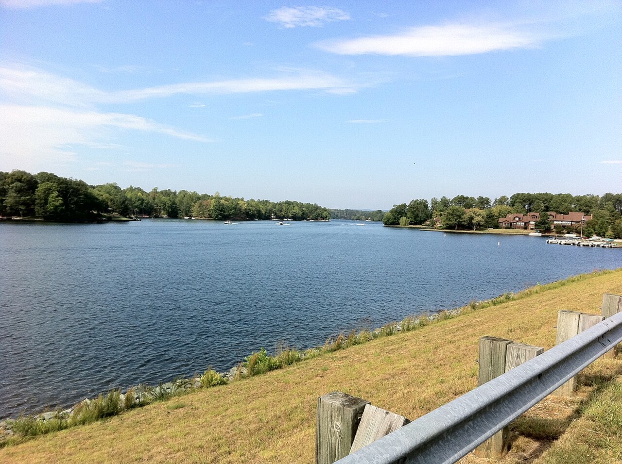 Lake Monticello in Fluvanna County, seen from the dam on a clear day